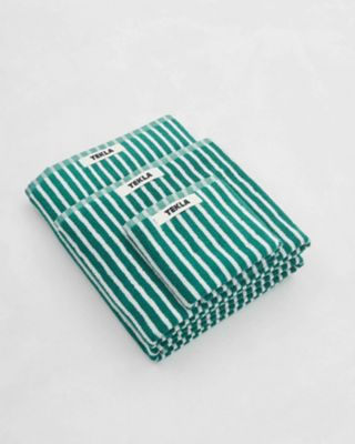 ウォッシュクロス　３０×３０ｃｍ　Ｔｅａｌ　Ｇｒｅｅｎ　Ｓｔｒｉｐｅｓ